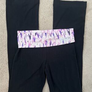 PINK Victoria's Secret Black Rhinestone Foldover Flare Leggings S